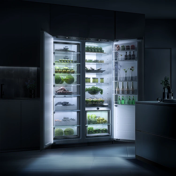 عاكس ثلاجة من المباشر إلى الباب، تبريد هواء كامل، خالي من الصقيع، مخصص مدمج، رفيع للغاية، ذو سعة كبيرة