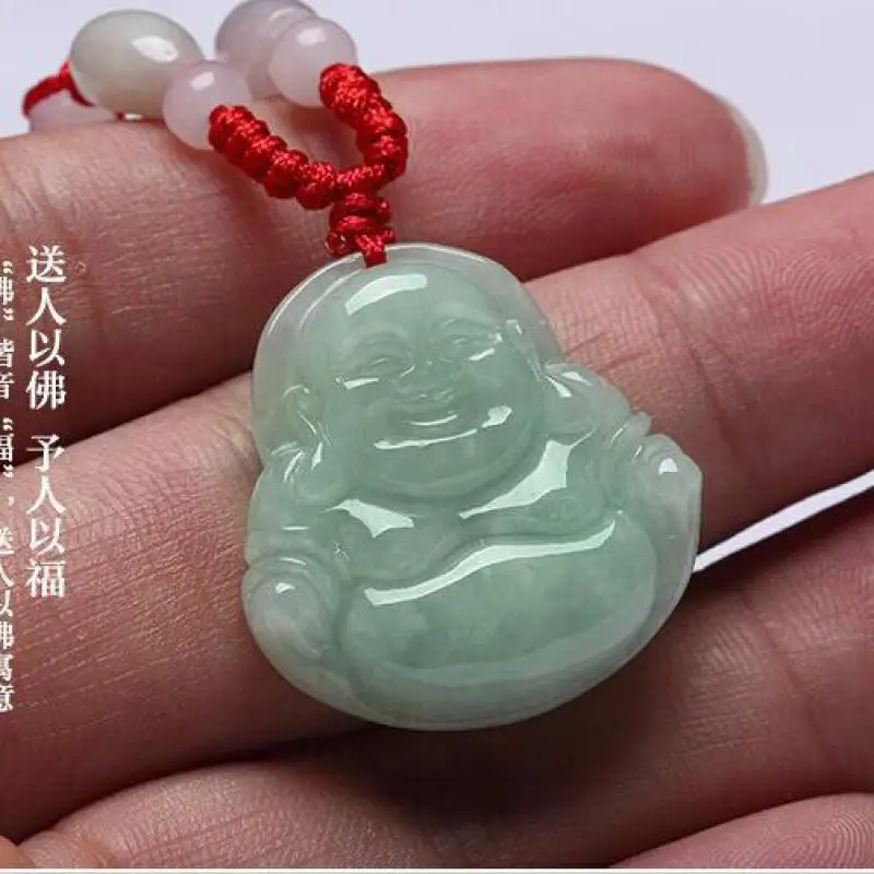 Natural Jade Buddha Necklace Men Women Fine Jewelry Genuine Myanmar Jadeite Grade A Burma Jades Buddha Guanyin Pendant Necklaces