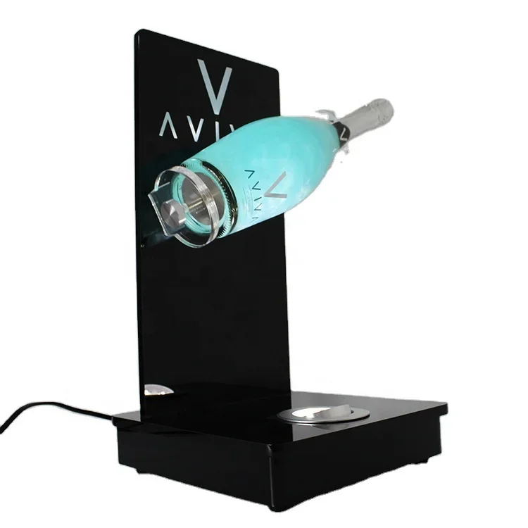 LED Bottle Glorifier Display Racks,golden Wine with ROTATING EXHIBITOR Expositor