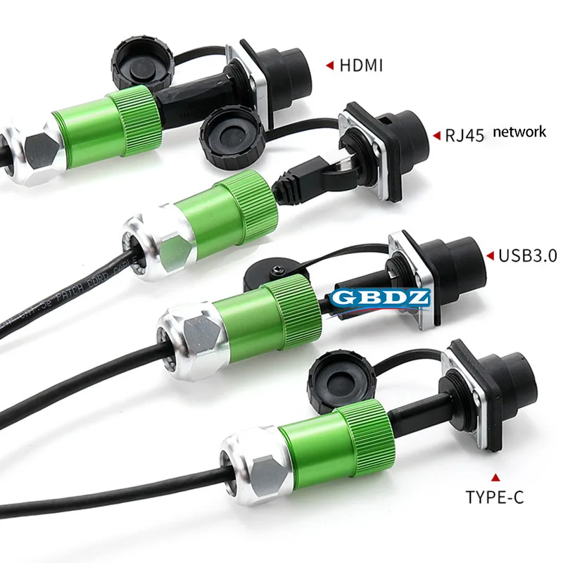 

USB3.0 HDMI 2.0 LC Module Adapter CAT6A CAT6 Waterproof Network RJ45 Round Socket Outdoor TYPEC Installation IP67 Connector