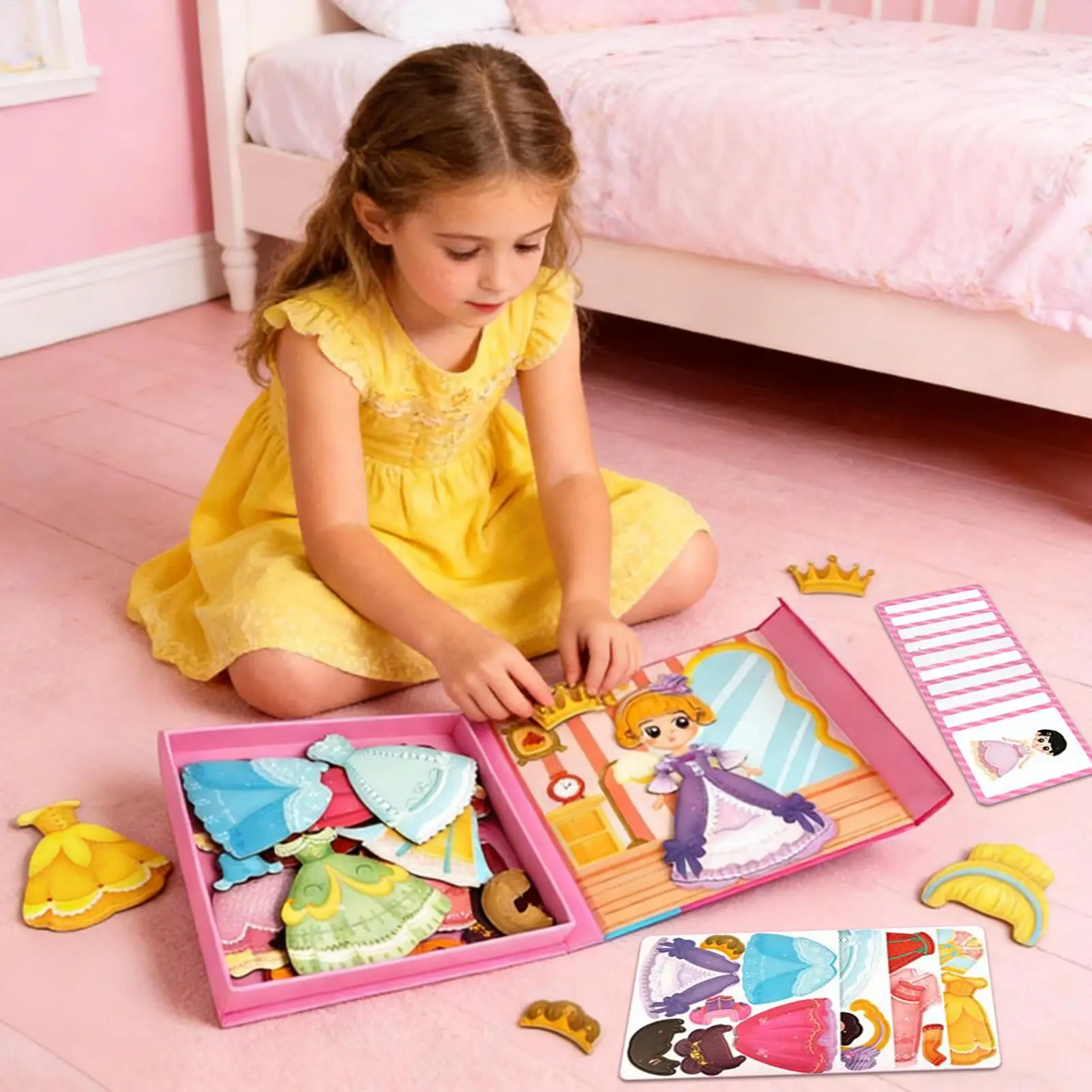 Magnetisches Anzieh-Puzzle-Spielzeug für Kinder, pädagogische Spaßspiele, Charakter, professioneller Transport, Prinzessinnen-Anziehszenen