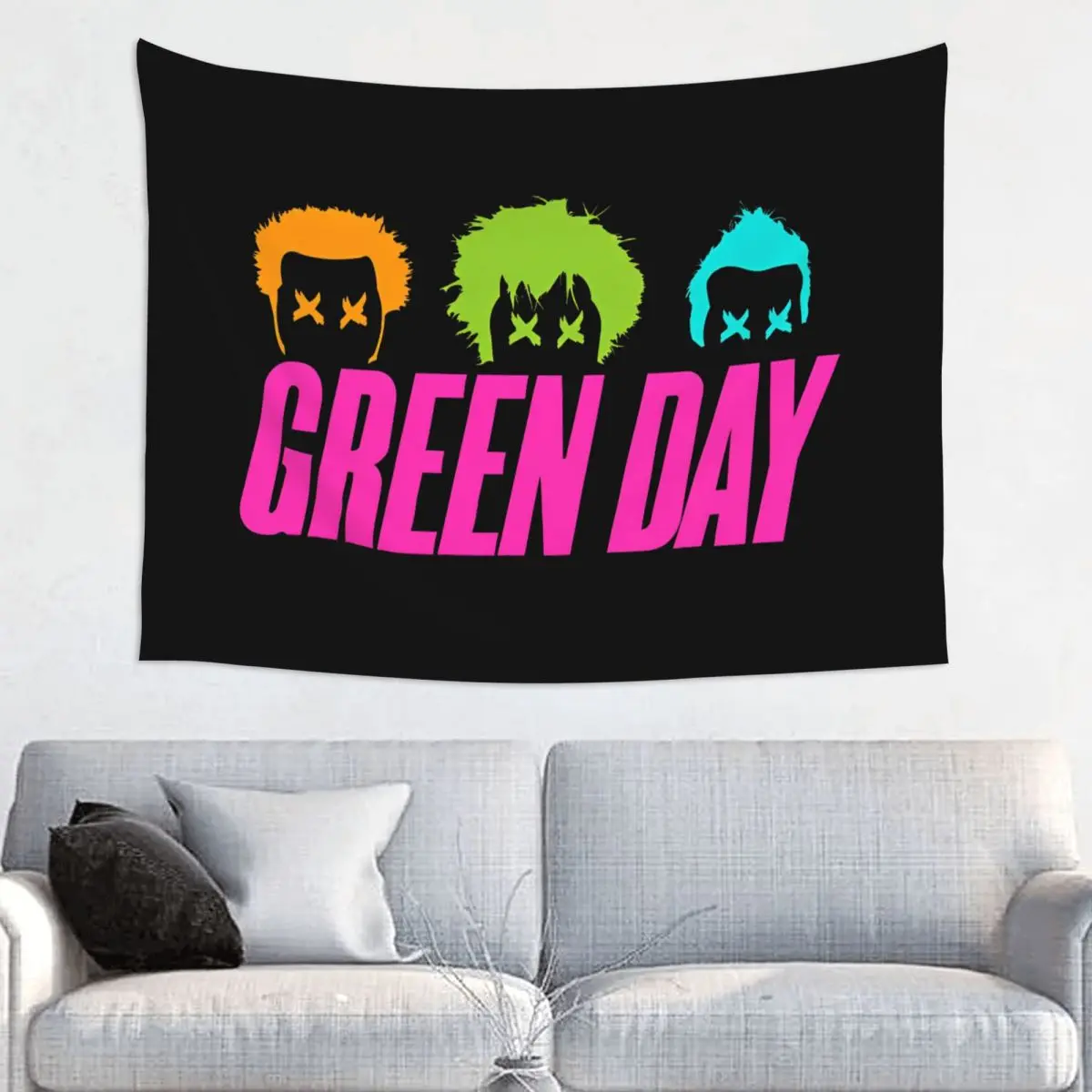 Green Day Punk Rock Music Tapestry Hippie Fabric Wall Hanging Room Decor Beach Mat Art Wall Blanket