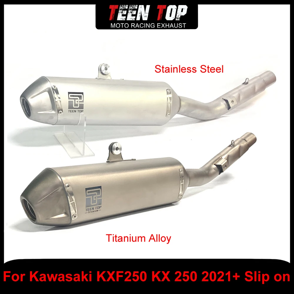 

Titanium Alloy For Kawasaki KXF250 KX 250 Slip on Exhaust 45mm Motorcycle Escape Exhaust Muffler KX250 2021+ Connect Tube