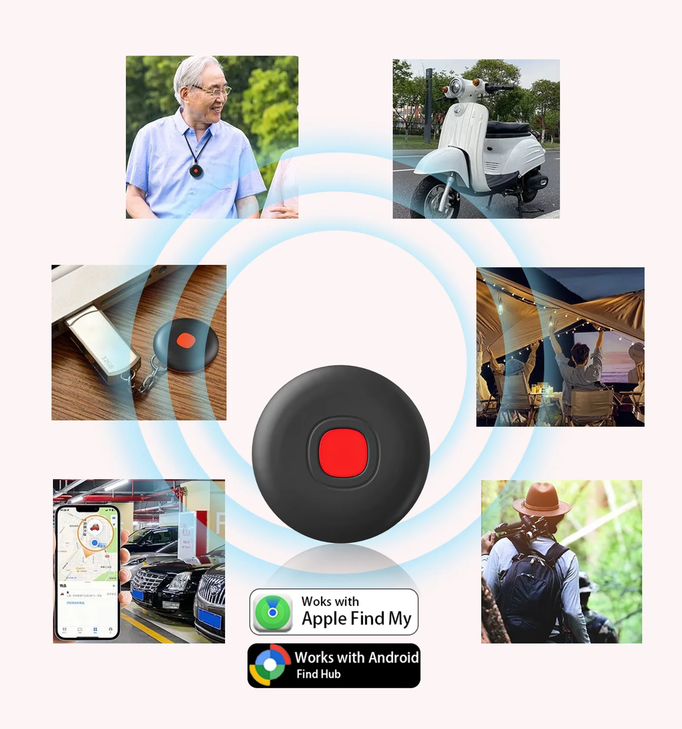 

Смарт-тег с двойной системой Bluetooth Airtag для Android или iOS работает с приложением Find My Key Finder Pet Smart Tag для Xiaomi Samsung