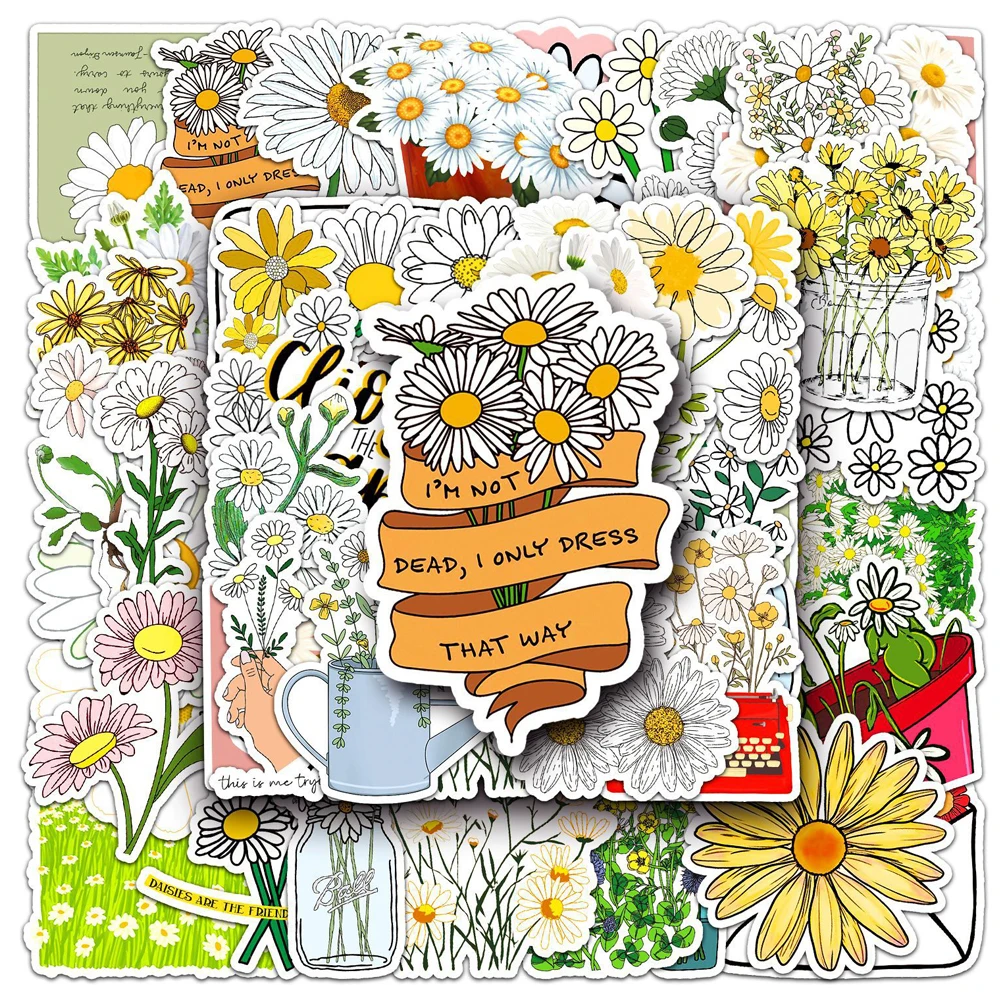 10/30/50 stücke Nette Kleine Gänseblümchen Cartoon Aufkleber Ästhetische Blume Graffiti Aufkleber Gitarre Gepäck Tagebuch Telefon Fall Aufkleber Verpackung