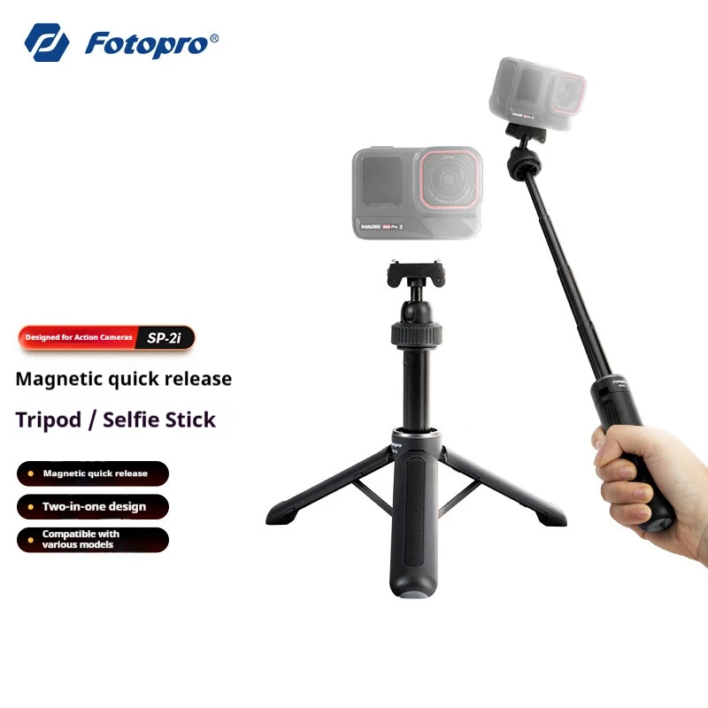 Fotopro SP-2i Uitschuifbare draagbare magnetische snelkoppelingsstatiefbevestiging voor Insta360 Ace/Ace PRO/Ace PRO2/X5