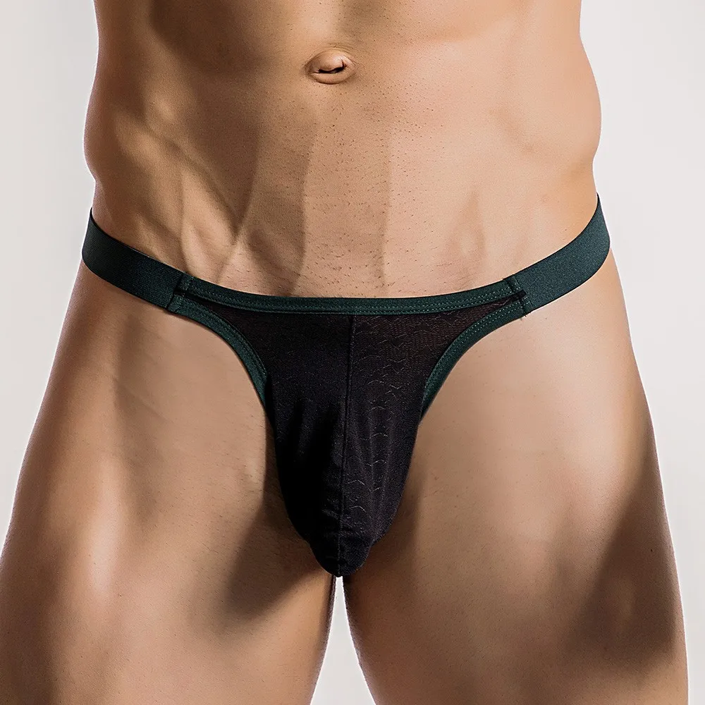 Men\\\'s Panties Sexy Low Rise Thongs See Through T-Back Briefs Nylon Underwear Men G-String Breathable Underpants
