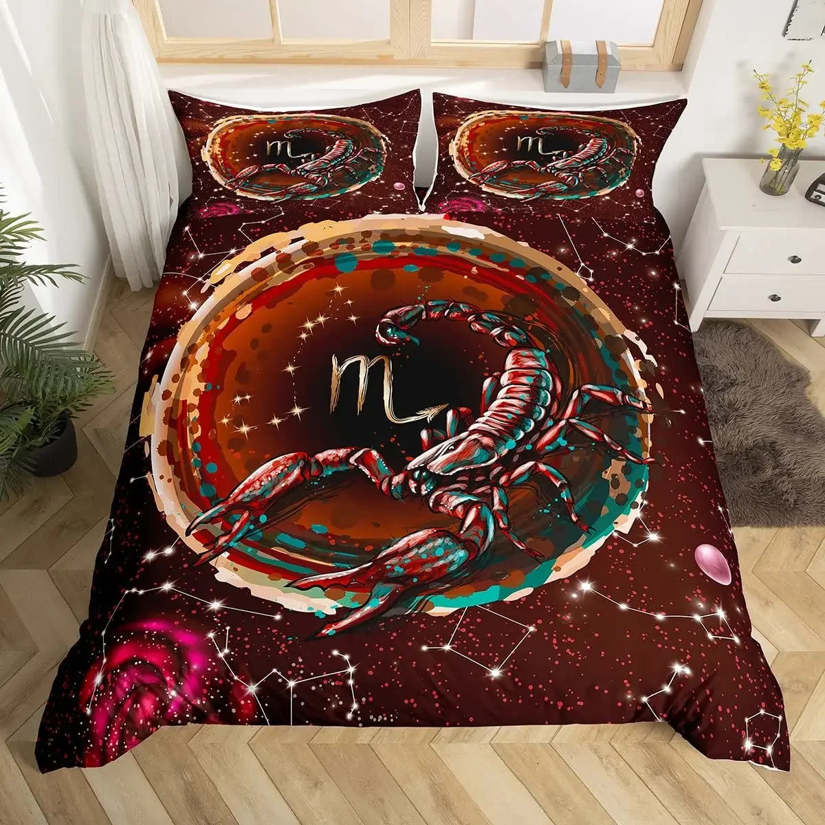 اثني عشر كوكبة حاف مجموعة غطاء ليو المعزي مجموعة غطاء الأسد الأفريقي سفاري الحيوانات طقم سرير غالاكسي التعادل صبغ غطاء لحاف #5