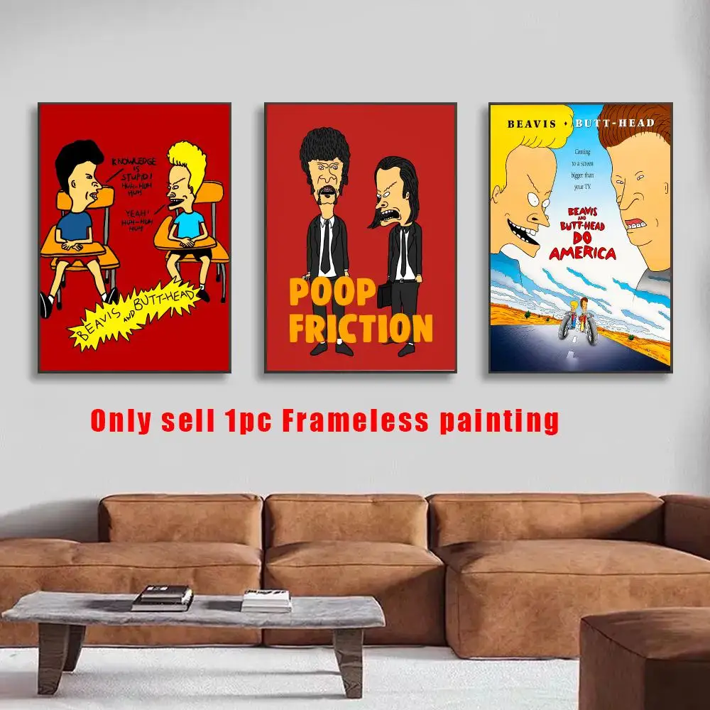 Anime B-Beavis And Butt-head Poster HD Sticky Waterproof Art , Aesthetic Wall Decoration For Living Room Bedroom Bar Home