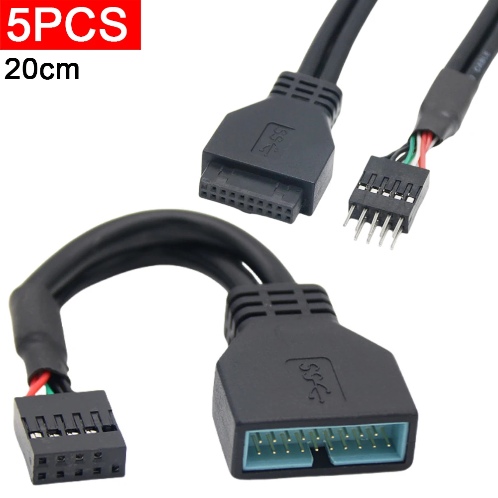 

5 шт. USB2.0 9-контактный разъем USB3.0 19-контактный преобразователь разъема передней панели USB 3.0 19/20-контактный разъем USB 2.0 9-контактный разъем гнездовой адаптер