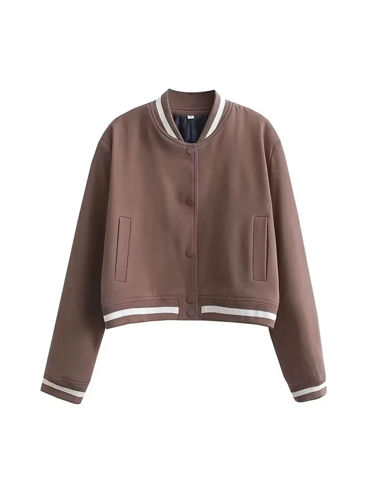 Frauen Mode Mit Taschen Bomber Jacke Mantel Vintage Langarm Vorderen Knopf Weibliche Oberbekleidung Chic Tops