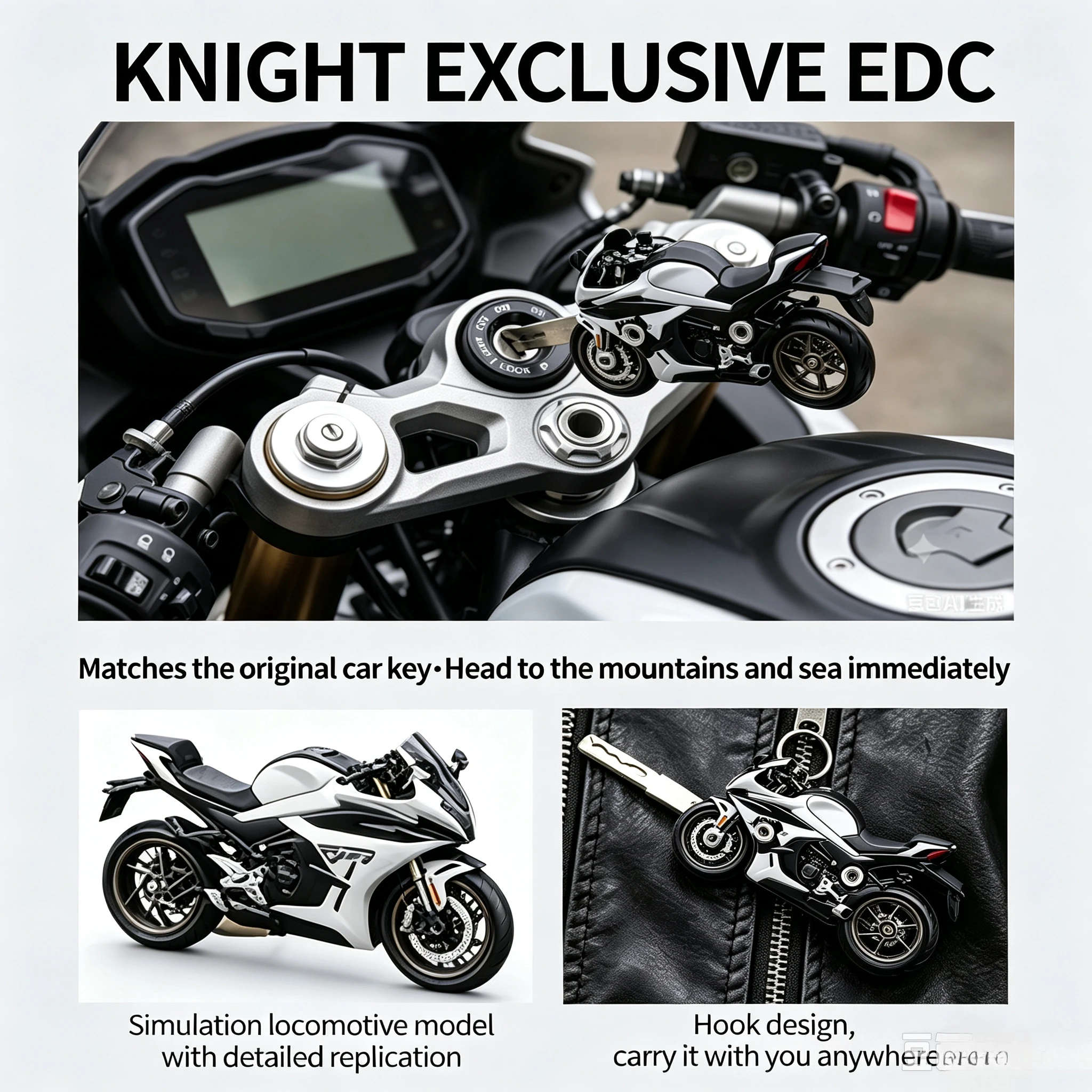 Motorcycle Shaped Folding Key For CFMOTO 450SR 2‑in‑1 Practical Key Simulation Motorcycle Model EDC Gift For Moto Enthusiasts 1