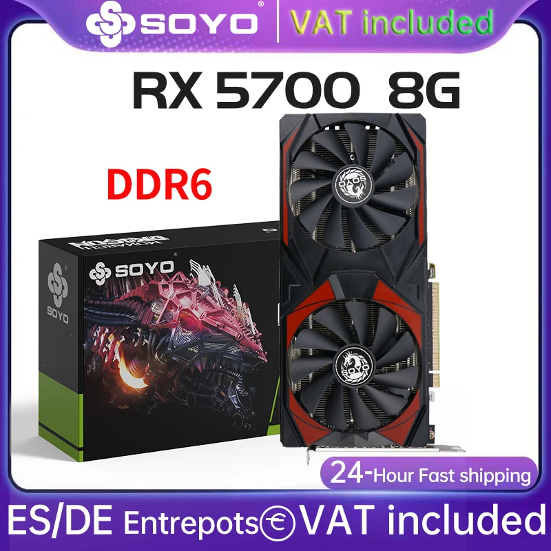 SOYO AMD Radeon RX5700 8 GB Gaming-Grafikkarte GDDR6-Speicher 256 Bit PCIEx16 4.0 für Desktop-Computer-Grafikkarten RX 5700 - RX 5700 8G