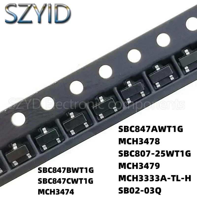 100PCS SOT323 SBC847BWT1G SBC847CWT1G MCH3474 SBC847AWT1G MCH3478 SBC807-25WT1G MCH3479 MCH3333A-TL-H SB02-03Q