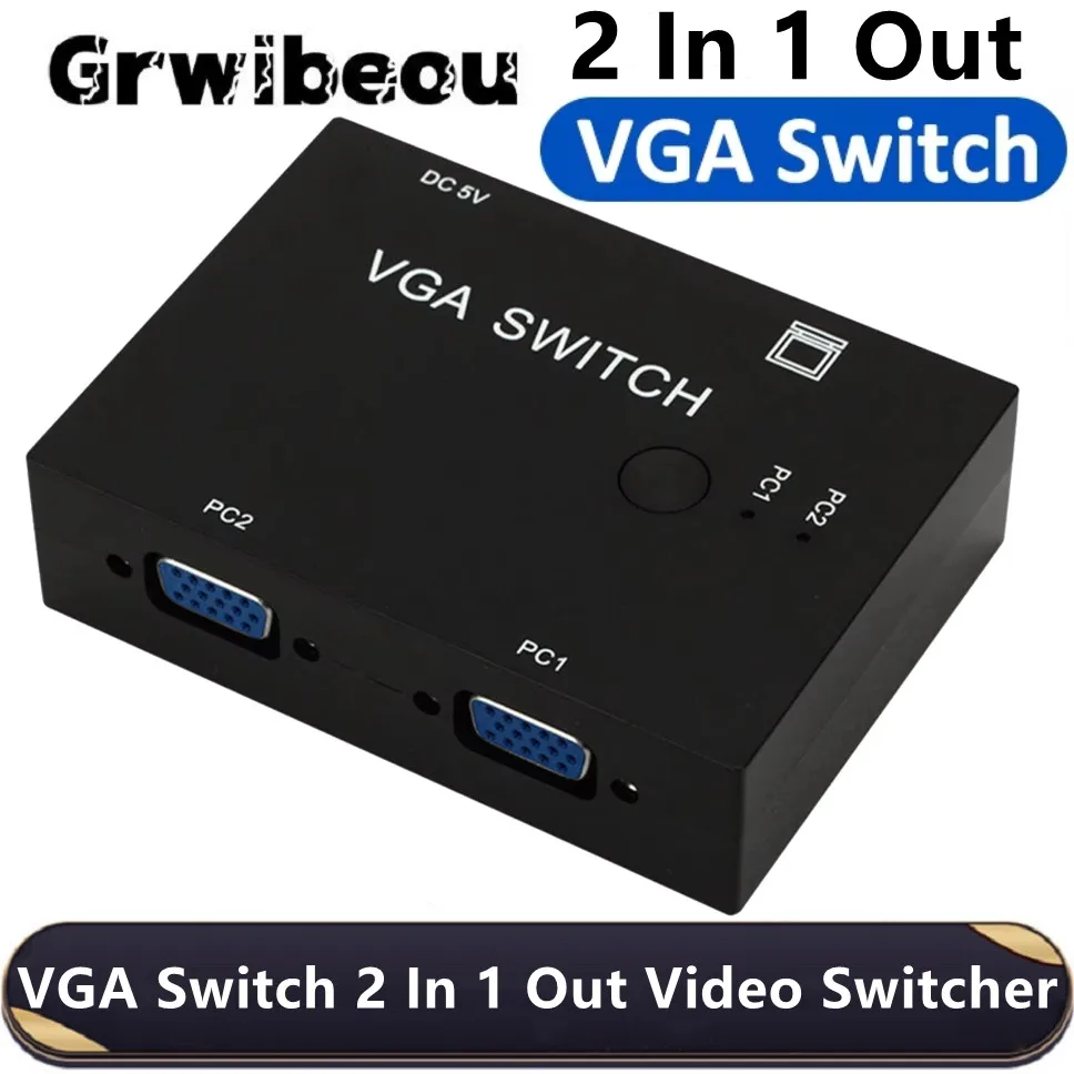 2 in 1 out VGA Switch Video Converter 2 Port VGA Switcher VGA Cable KVM Switches For PC Monitor Projector Display TV Box Laptop