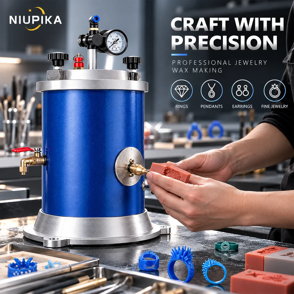 NIUPIKA Jewelry Wax Injector Machine 110V 220V Wax Injection Pot Adjustable Temperature Pressure Control Jewelry Wax Molds Tools