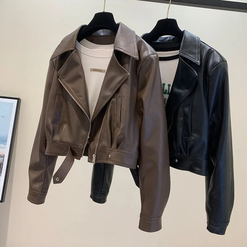 

Облегающая женская куртка из искусственной кожи, осень 2022, выбор для миниатюрных размеров