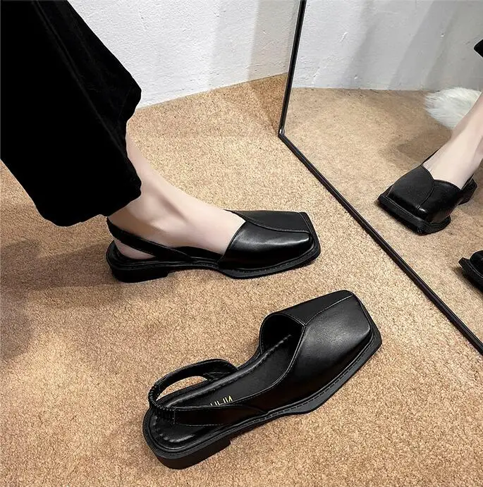 2024 New Summer Square Toe Pleated Elastic Sandals Fashion Women\'s Sandals Women\'s Digging Toe Sandals