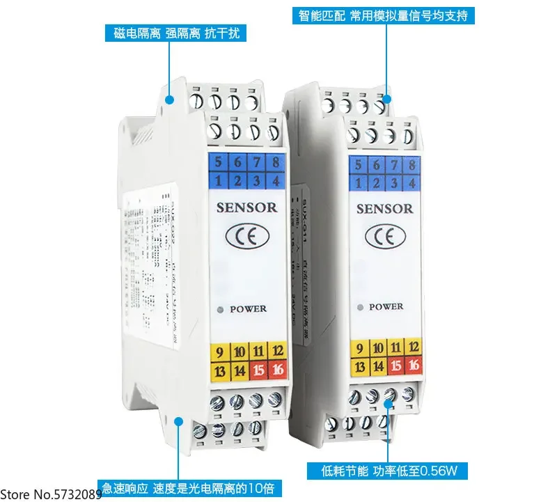 DC signal isolator 4-20mA analog to 0-5V voltage and current active module with one input and two outputs