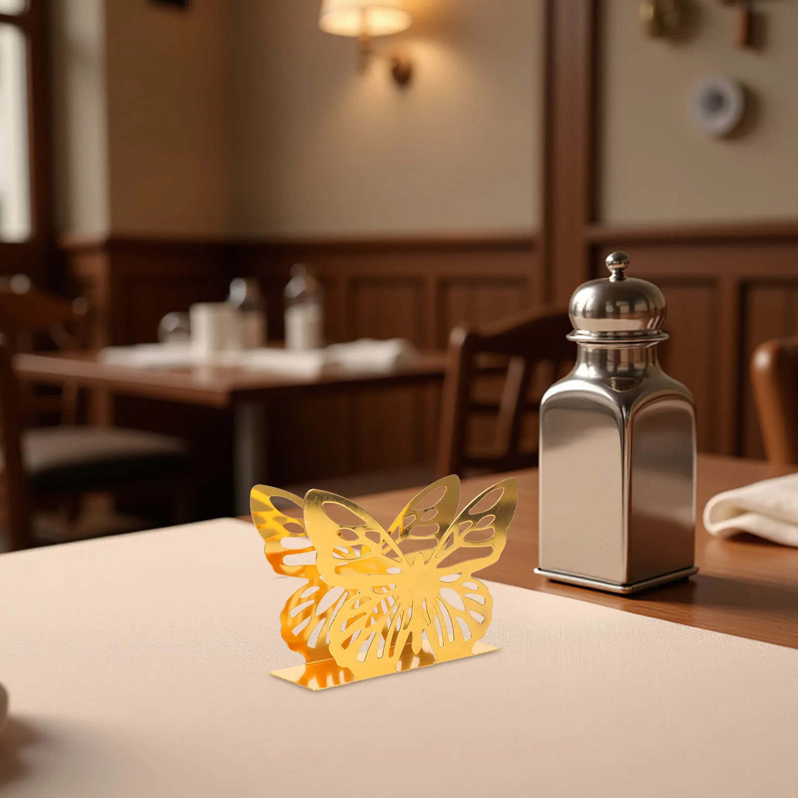 Butterfly Napkin Holder Gold Metal Upright Tissue Dispenser Decorative Stand for Dining Table Kitchen