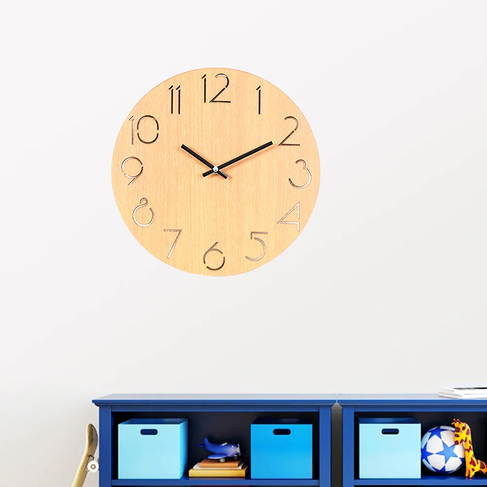 Silencioso simples relógio de parede de madeira luz marrom redondo criativo quartzo para casa quarto sala estar escritório decorativo pendurado parede