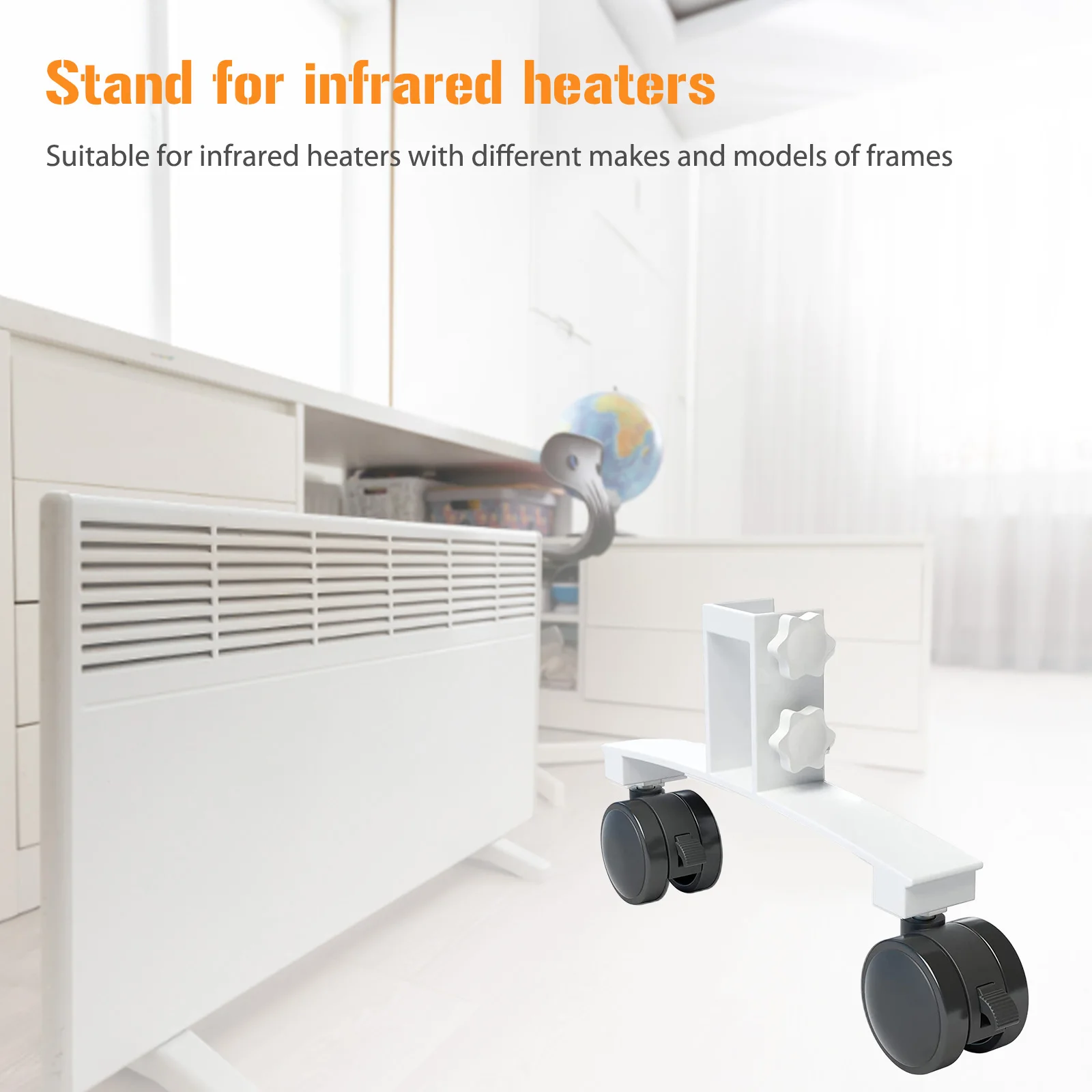 

Metal Electric Heater Feet Holder Universal Electric Warmer Base Movable with Wheels Easy To Install Heating System Accessories