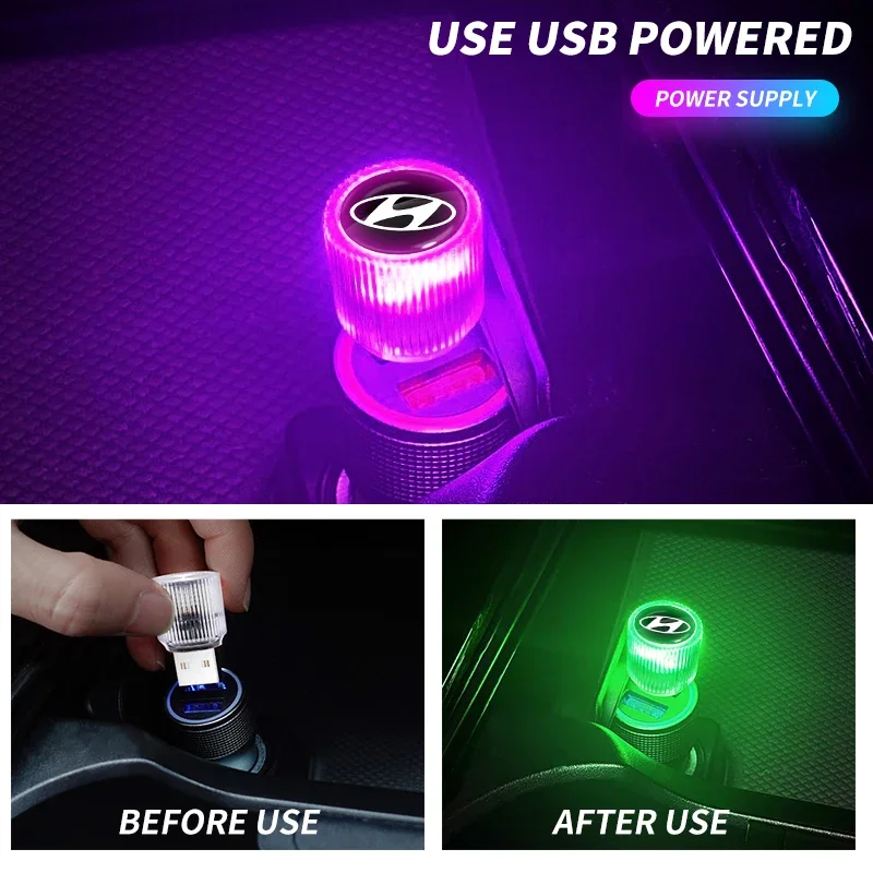 USB صغير LED سيارة ضوء السيارات الداخلية مصباح لتهيئة الجو لشركة هيونداي توكسون سولاريس I30 كريتا Ix35 I40 IX20 فيلوستر اكسسوارات #4