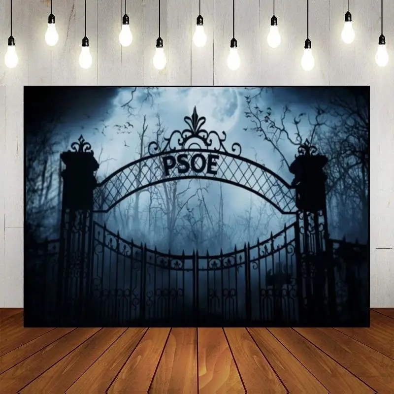 Halloween Background Cemetery Photography Backdrops Party Decoration Witch Birthday Horrible Photo Pumpkin Lantern Spooky Banner