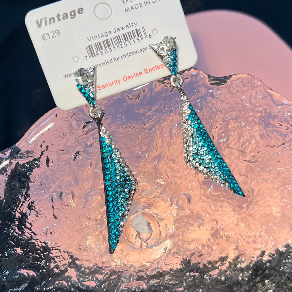 Original spring and summer catwalk medieval earrings 925 silver needle zircon light luxury mermaid tail marked elegant earrings