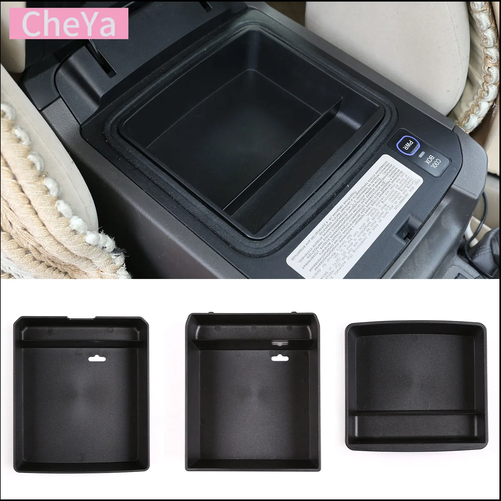 

For Toyota Cruiser Prado FJ150 2003-2019 Car Central Control Armrest Box Storage Box ABS Black Storage Accessories