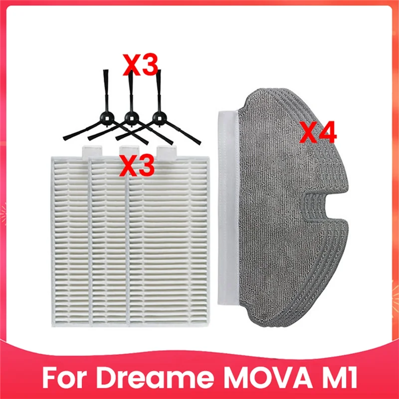 ABRW-10PCS Side Brush Mop Cloth And Filter Kit For Dreame MOVA M1 Robot Vacuum Cleaner Accessories Replacement Parts
