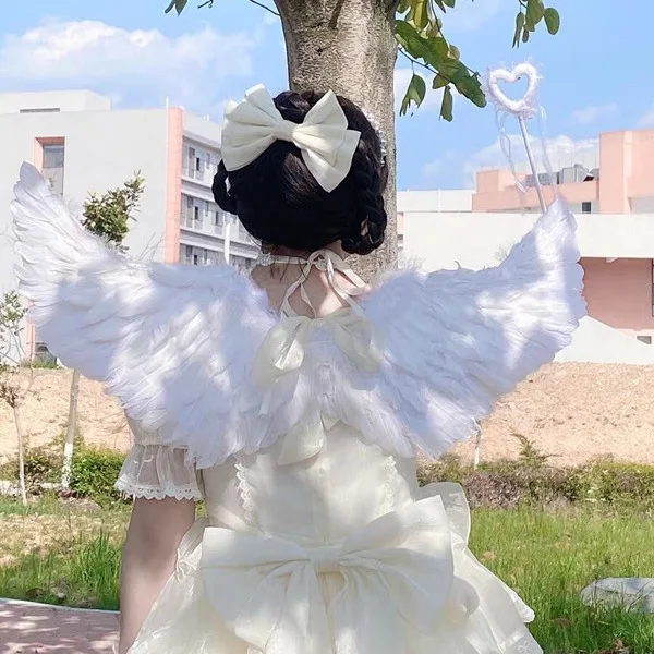 New Halloween Angel Wings Costume Accessory Feathered Wings for Kids and Adults Performance Costume for Festivals and Cosplay