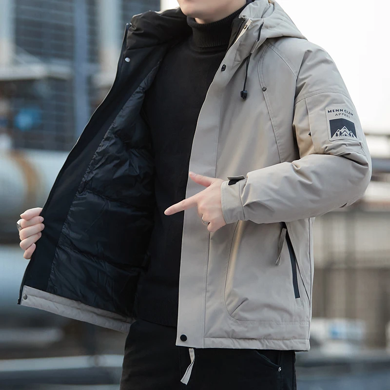 

New Brand Men Parka Jacket Thick Casual Fashion Warm Hooded Coats 2025 New Camping Snow Cold-proof Pocket Coat Men's Clothing