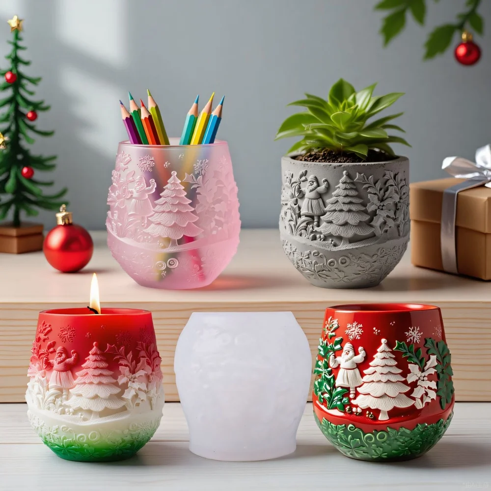 Epoxy Resin Mold Multi Functional Plaster Concrete Mould Candle Cup Mold Reusable Christmas Boots Mold For Storage Container