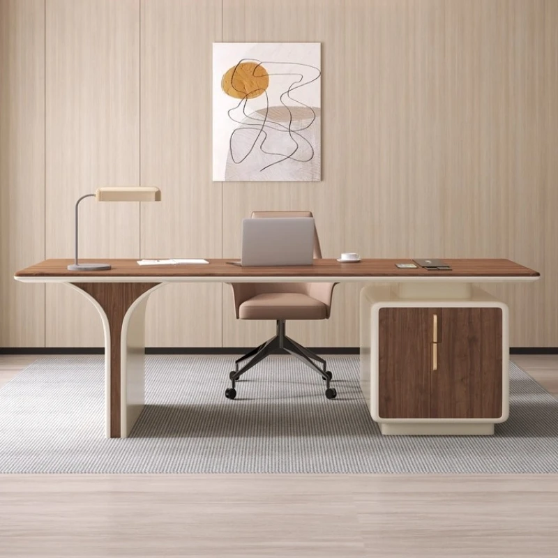 

Medieval style solid wood desk, light luxury, modern high-end desk, Italian minimalist home study, writing desk, computer desk