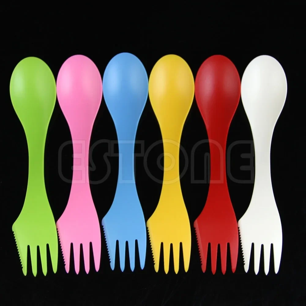 6x Spoon Fork Knife Camping Hiking Utensils Spork Combo Travel Gadget Cutlery