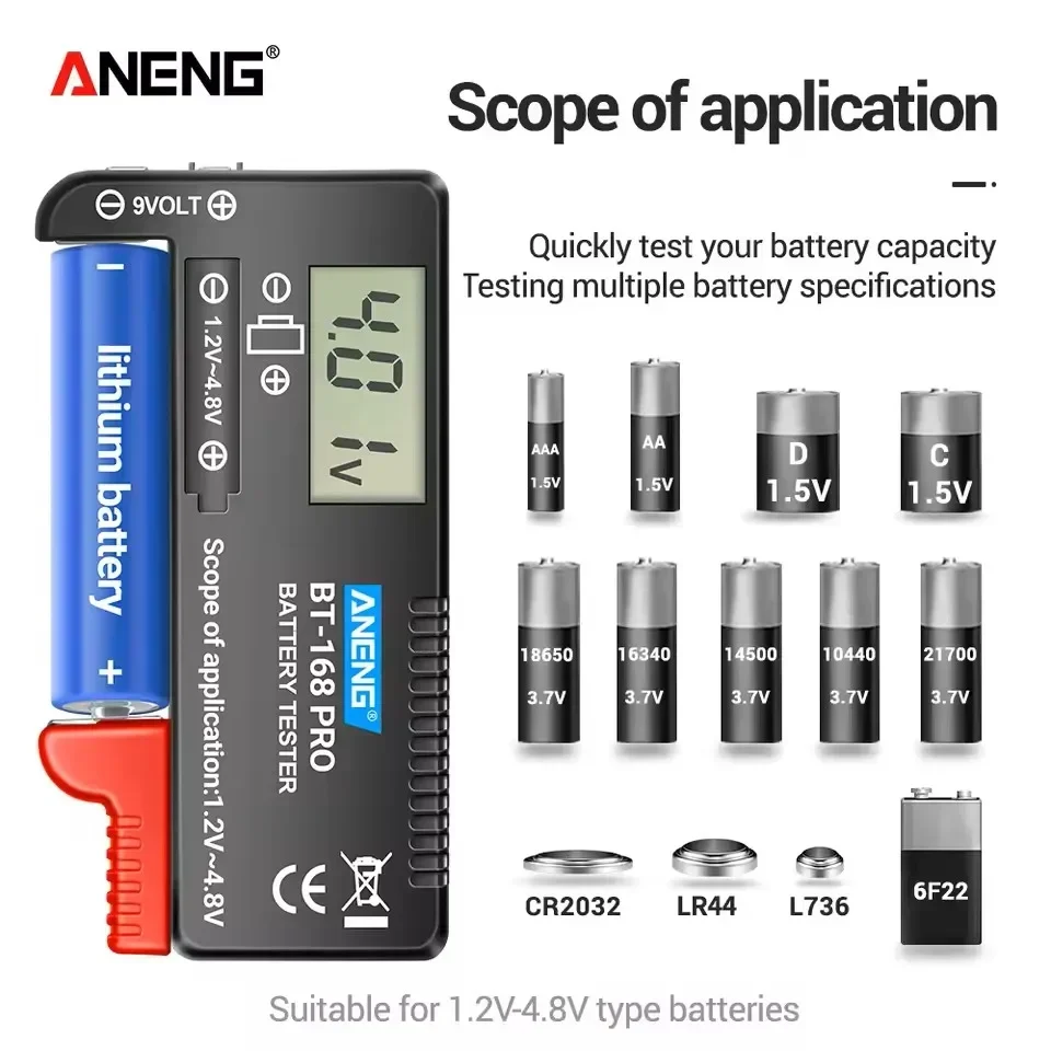 ANENG BT-168 Pro BT-168D BT-168 Digital Battery Tester LCD Display CDN AAA AA Button Cell Battery Checker Volt Measure