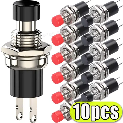 Momentary Push Button Switch Reset Jog Lock Free Switch 3A 220VAC SPST Mini Pushbutton Normally Open(NO) Black & Red & Green Cap