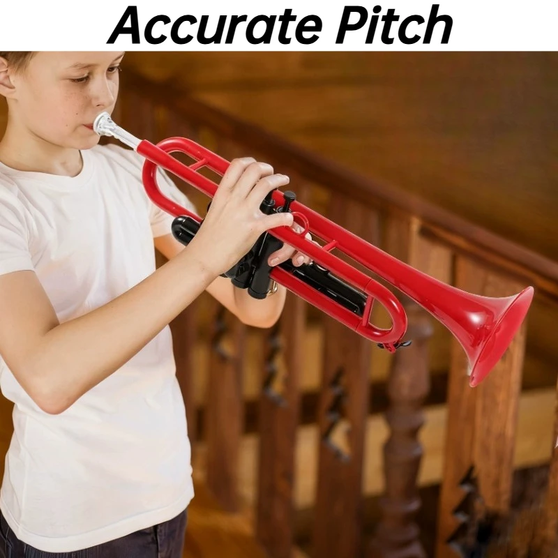 B Flat Trumpet Children Plastic Trumpets Beginners Entry-level Trumpet Set Student Band Performance Trumpets with Carry Bag
