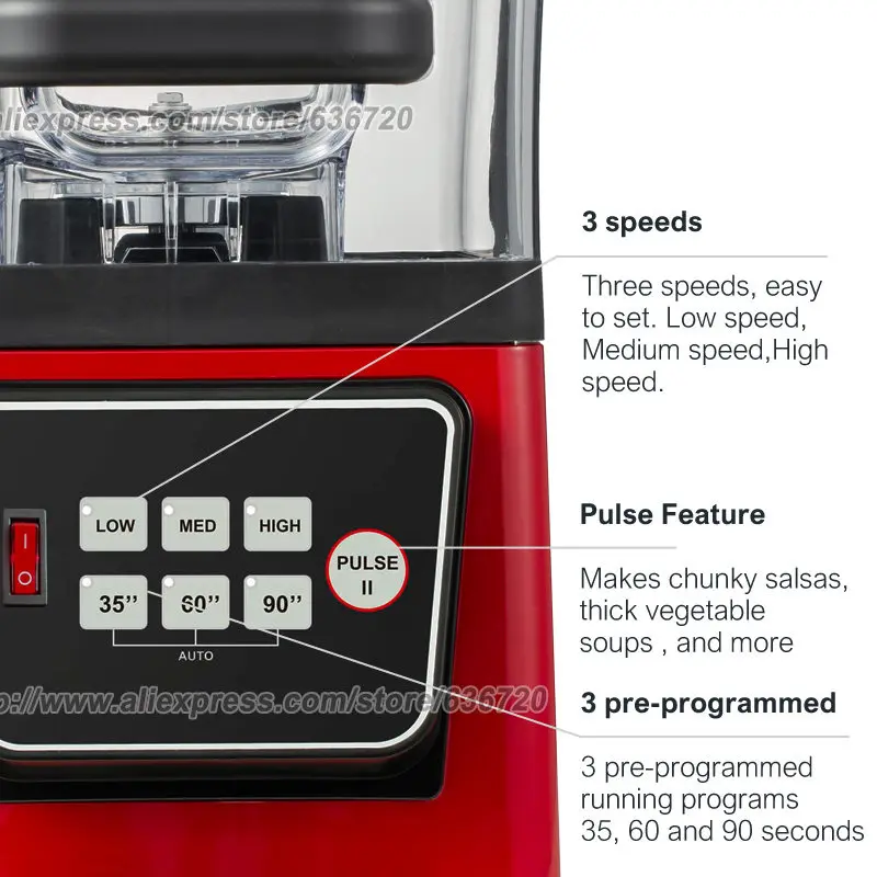 خلاط تجاري مع درع كامل للصوت ، هادئ للخدمة الشاقة ، يتضمن شفرات جافة مبللة 2 في 1 ، 3 سرعتان ، ويشمل متعدد الوظائف