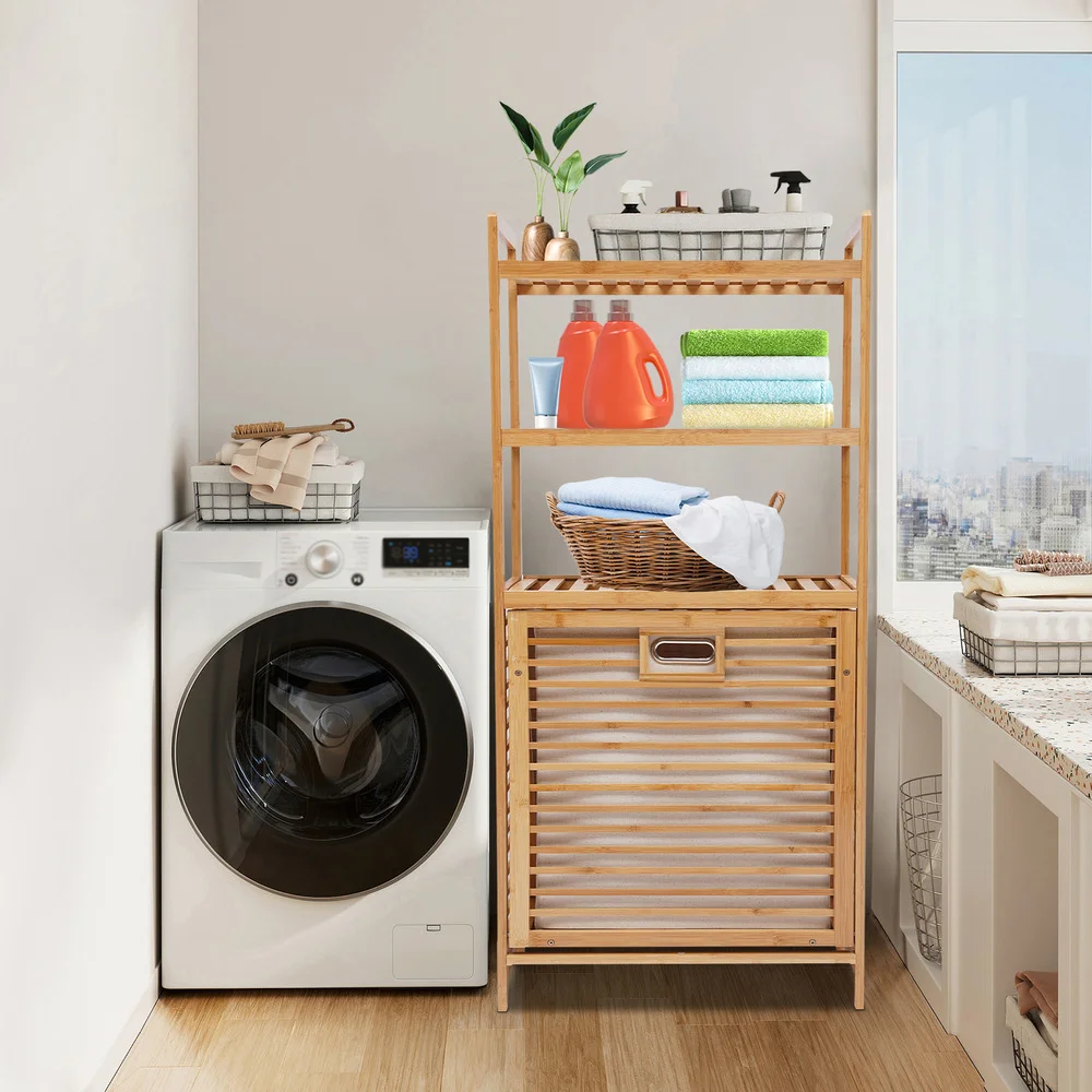 4 Tier Laundry Hamper Bathroom Storage Laundry Clothes Basket Freestanding Laundry Storage Rack Household Storing