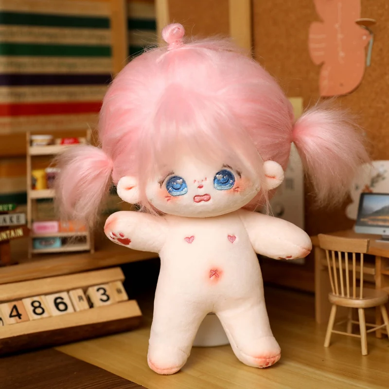 20cm Idol Doll Plush Cotton Star Dolls Cute Stuffed Baby Plushies No Attributes Pink Haired Girl Dolls Toys Fans Collection Gift