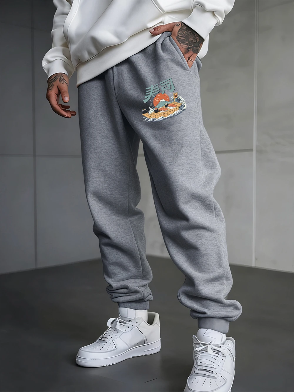 

Japan Harajuku Waves Printing Sweatpants Mens Basics Jogger Pants All-Match Elastic Waist Pocket Trousers Trend Men'S Clothes