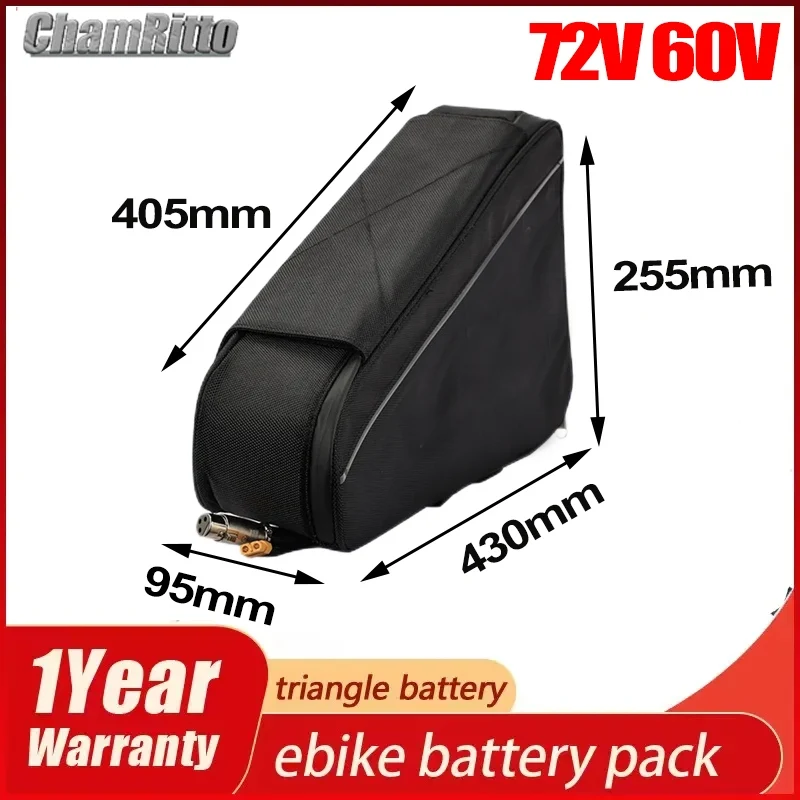 E-bike 72V 60V 30ah 40ah 50ah 60ah Batteria Triangolo 18650 Cell 36V 48V 52V E-bike Li-ion Batteria 72V 3000W Alta Potenza view 4
