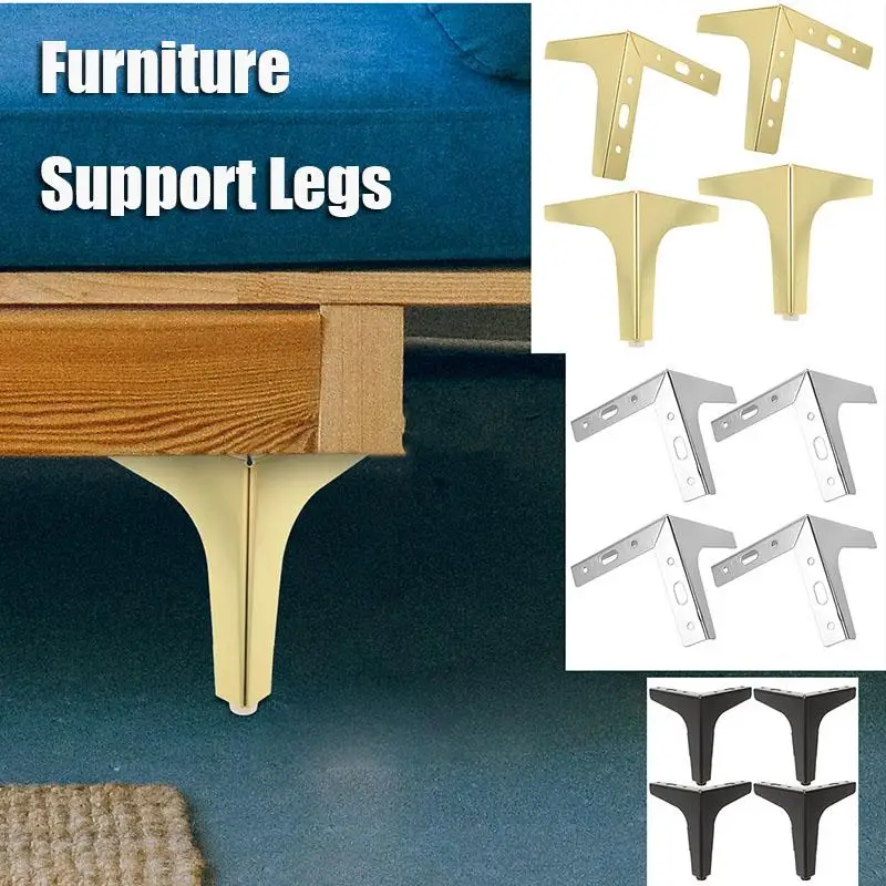 

4Pc Furniture Support Legs Desk Patas Para Muebles Dresser Bedstead Metal Gold Cabinet Feet Office Chair Mid Century Modern Iron