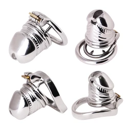 New Simulated Penis Chastity Cage Stainless Steel Cock Cage Lock Male Metal Chastity Belt Penis Cage BDSM Adult Sex Toys For Men