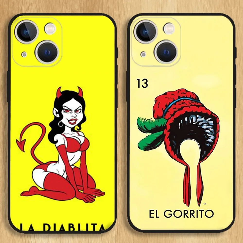 Funny Mexican Bingo Lottery Phone Case For iPhone15,14,13,12,11,Pro,Max,Plus,Mini,X,XS,XR,8,7,6,S,Plus,SE Soft Black Case