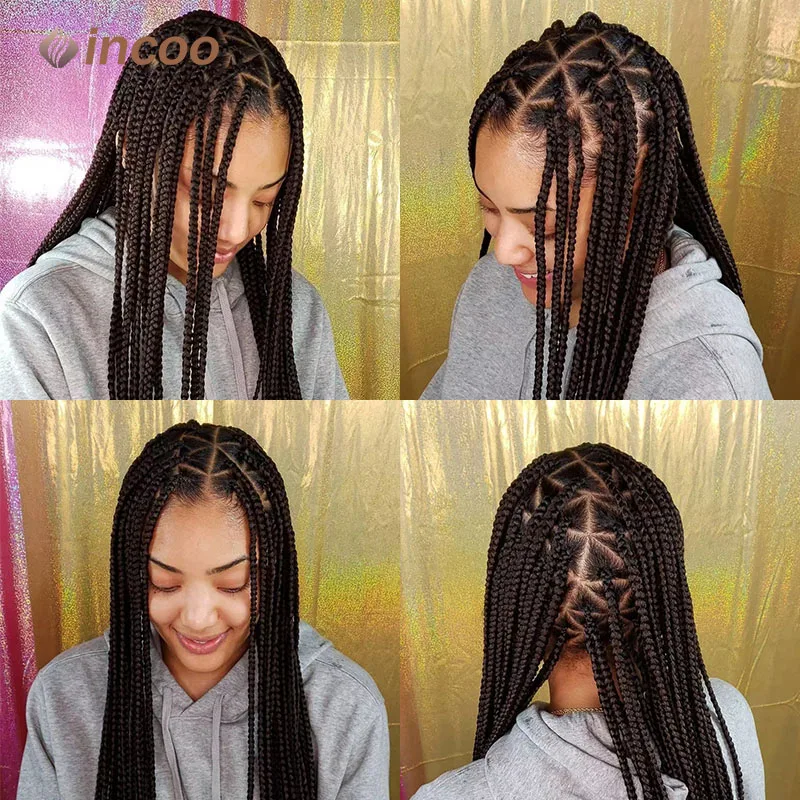 Synthetic Lace Braided Wigs Lace Front Braiding Hair Cornrow Braids Lace Wigs Braid Wig For Black Women Box Braid Wig Incoo