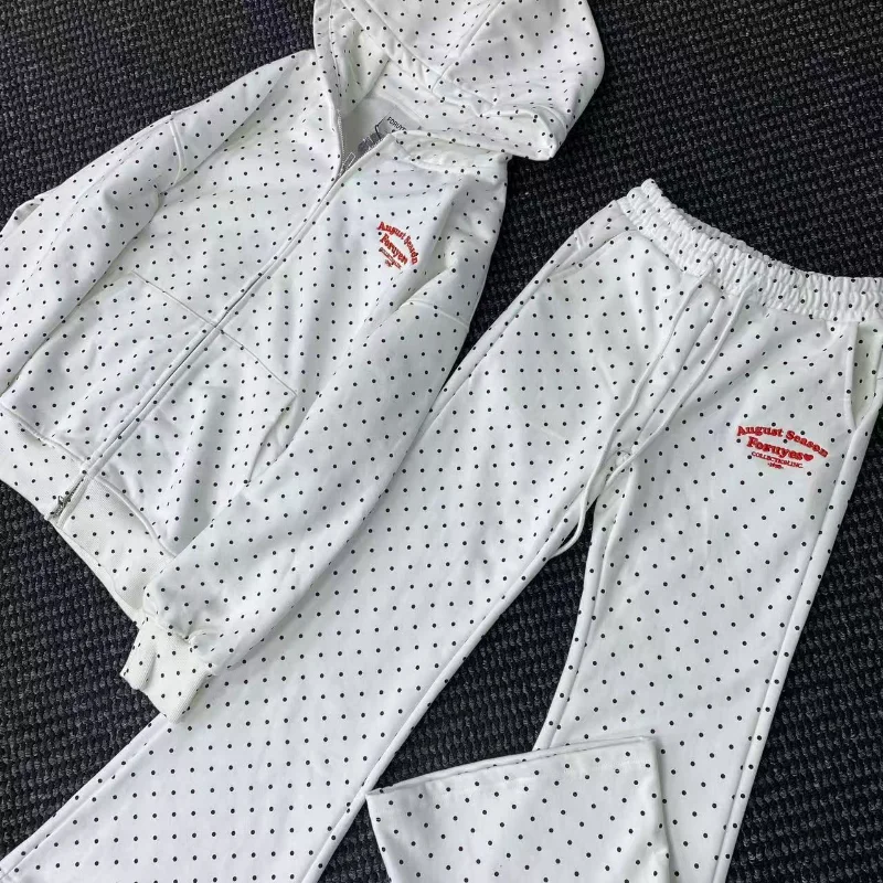

Korean fashion brand clothing women Kawaii clothing fashion casual loose zipper hoodie Harajuku new polka dot design sweatshirt