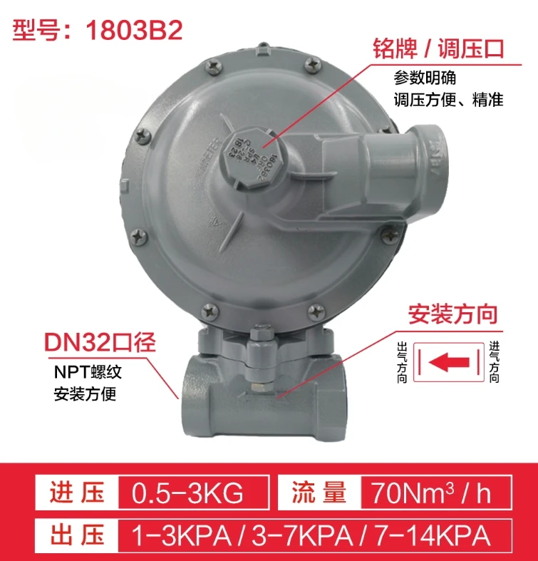 1803B2 pressure reducing valve gas secondary pressure stabilizing valve DN25 industrial gasifier burner pressure stabilizing